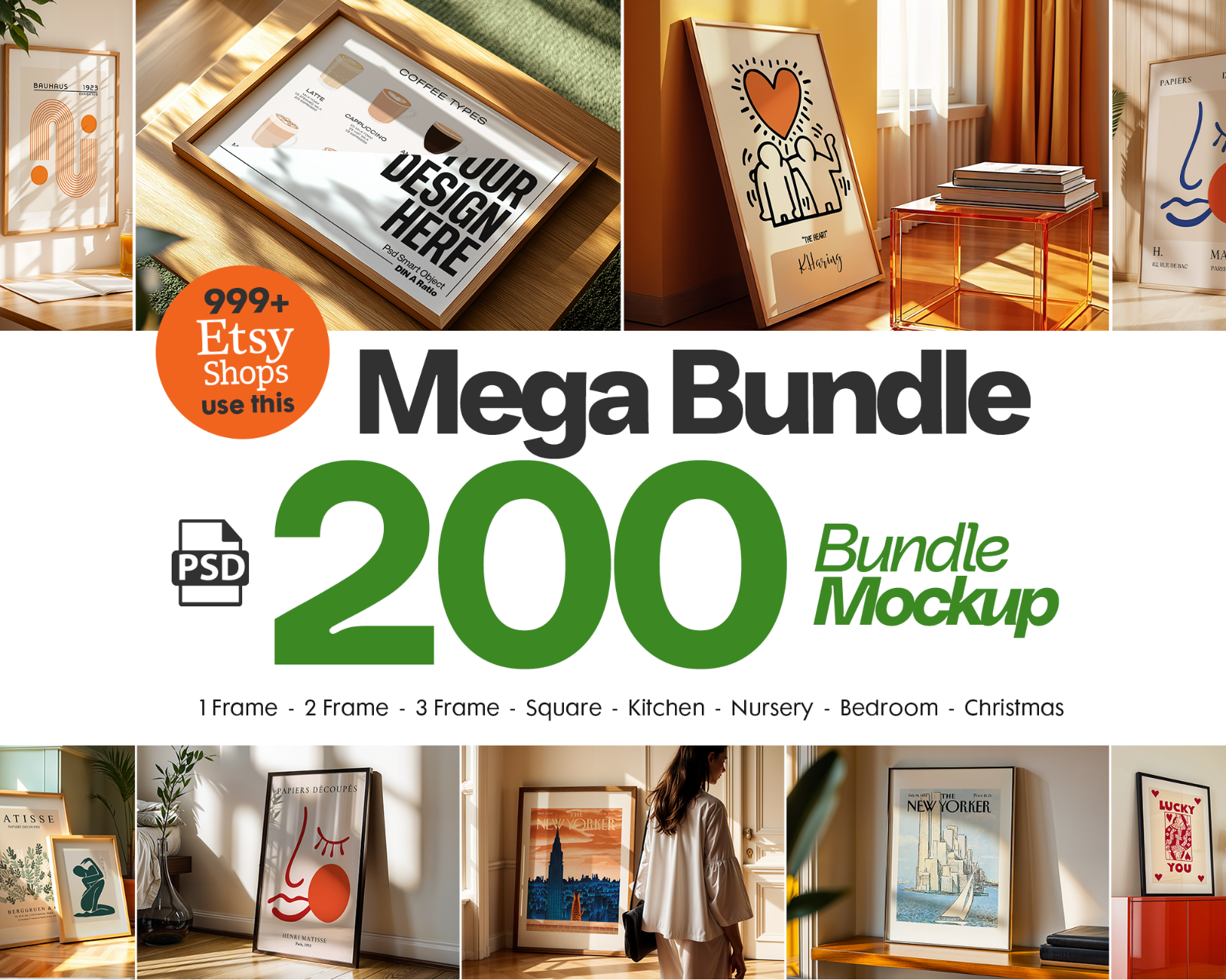 200+ Frames Mockup PSD Bundle: Wall Art Mockups for Designers — image 1