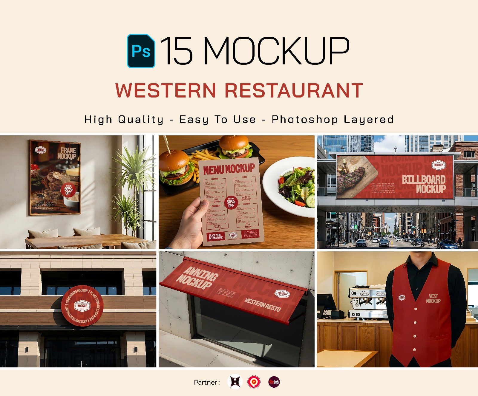 Premium Branding Western Food Restaurant Mockup — image 1