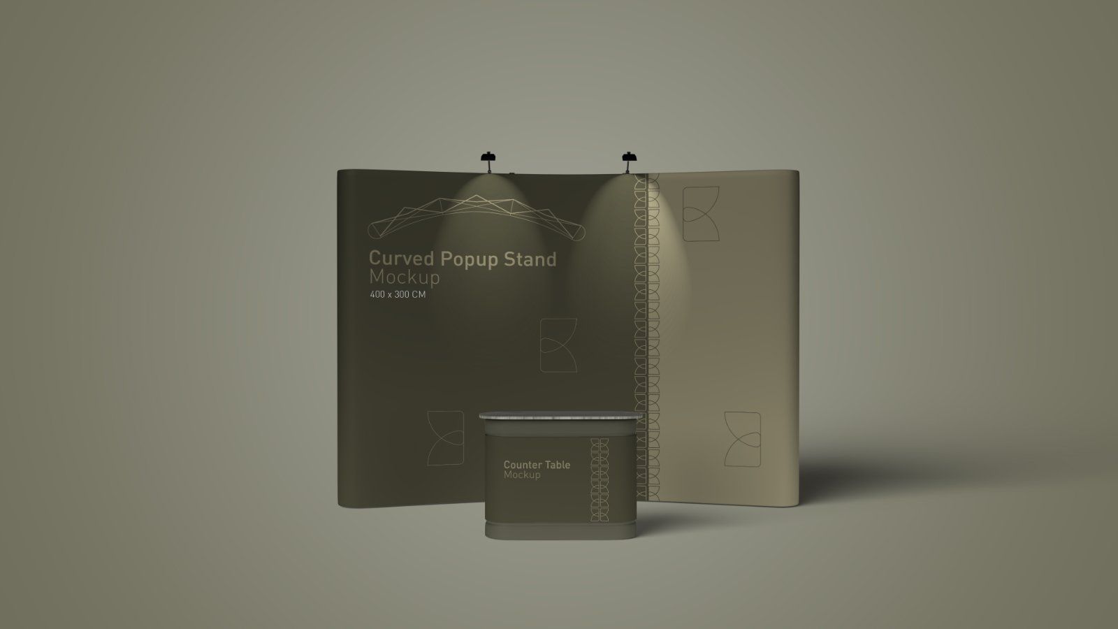 Curved Popup Stand Mockup – Exhibition Display Booth & Counter Set, 6 PSD Files — image 2
