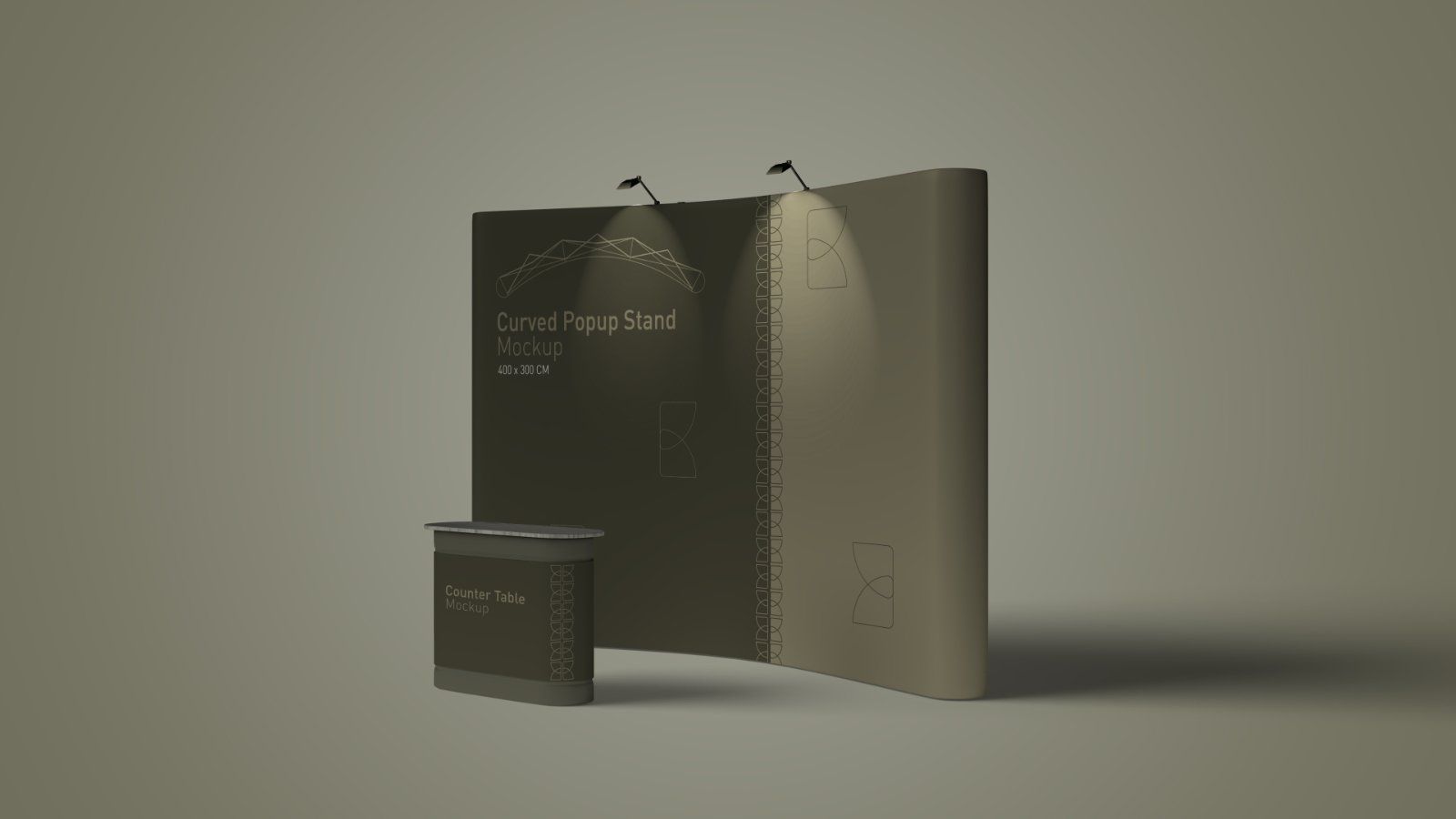 Curved Popup Stand Mockup – Exhibition Display Booth & Counter Set, 6 PSD Files — image 3