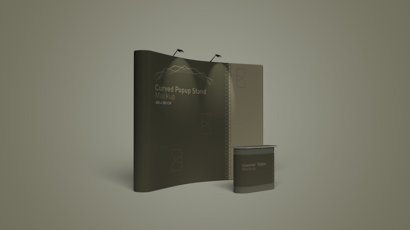 Curved Popup Stand Mockup – Exhibition Display Booth & Counter Set, 6 PSD Files — image 4