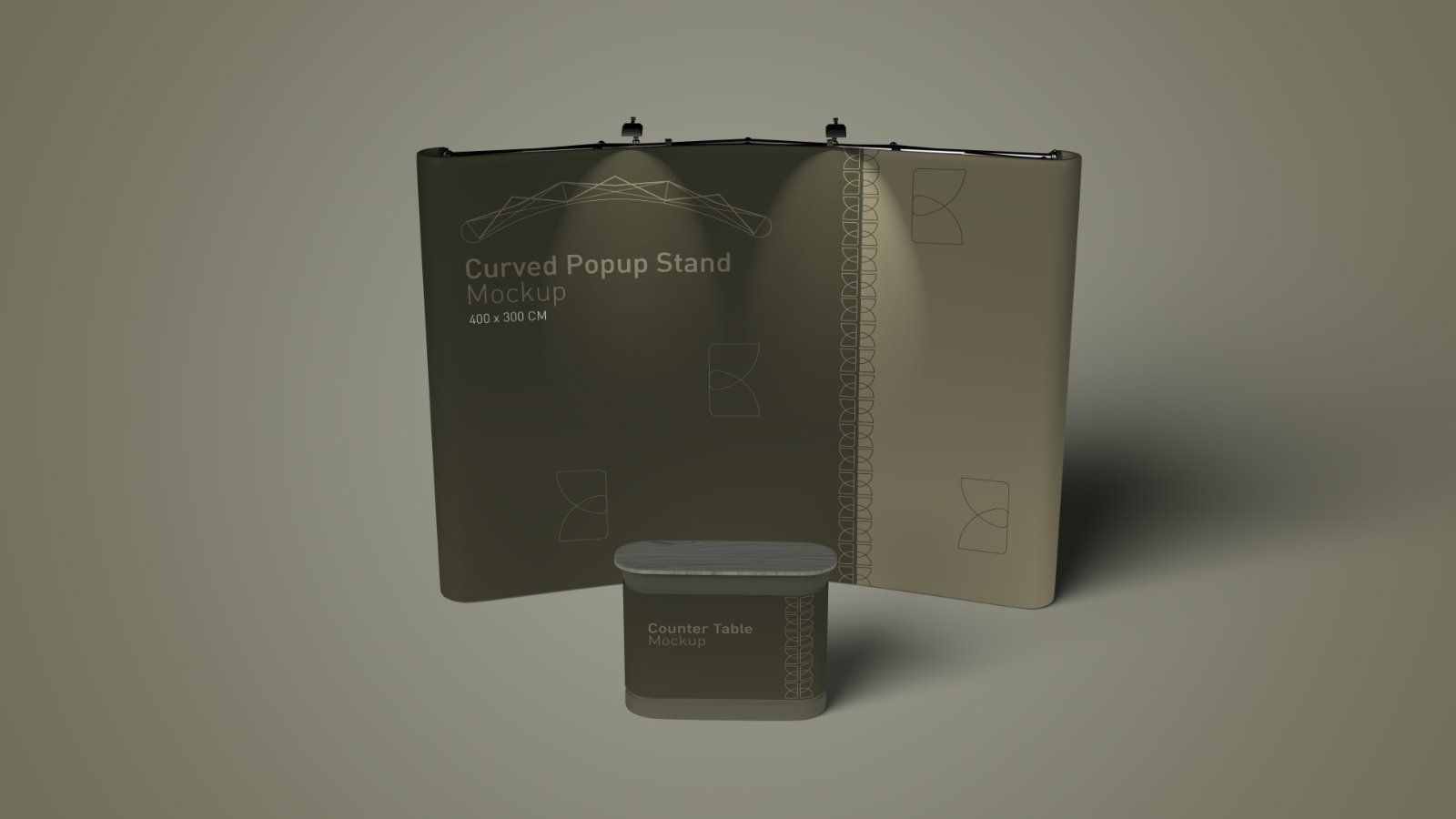 Curved Popup Stand Mockup – Exhibition Display Booth & Counter Set, 6 PSD Files — image 5