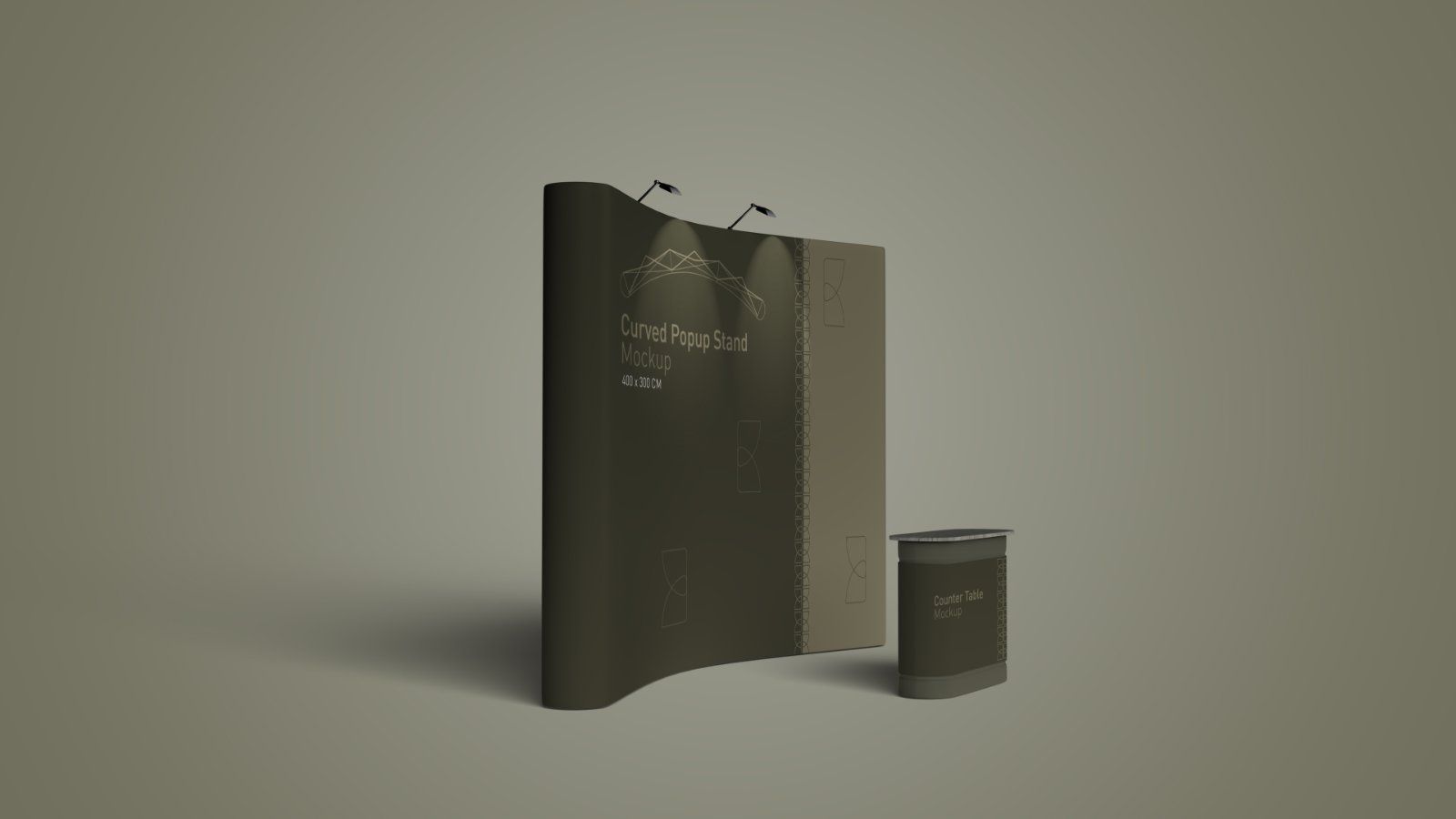 Curved Popup Stand Mockup – Exhibition Display Booth & Counter Set, 6 PSD Files — image 6