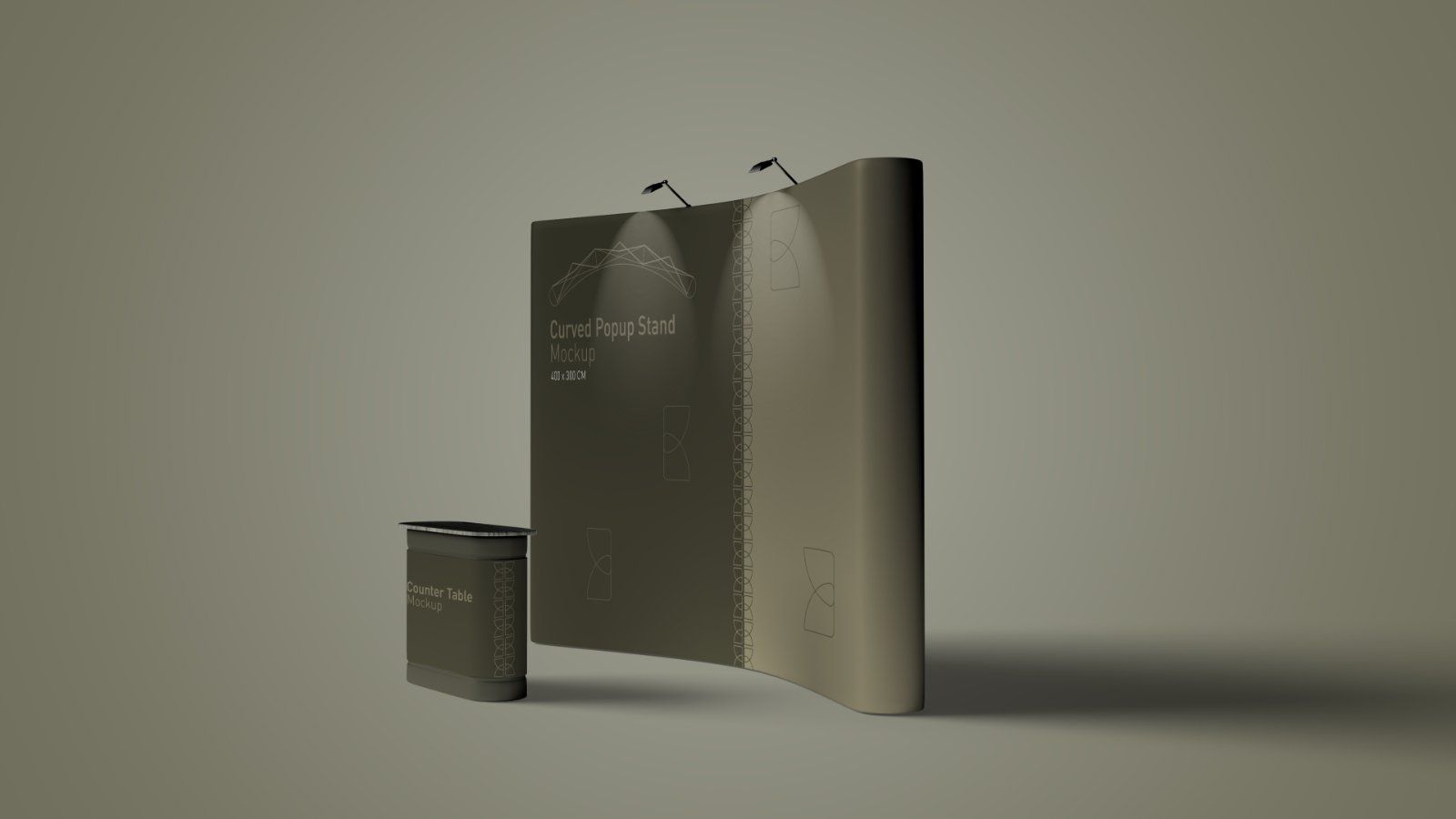 Curved Popup Stand Mockup – Exhibition Display Booth & Counter Set, 6 PSD Files — image 7