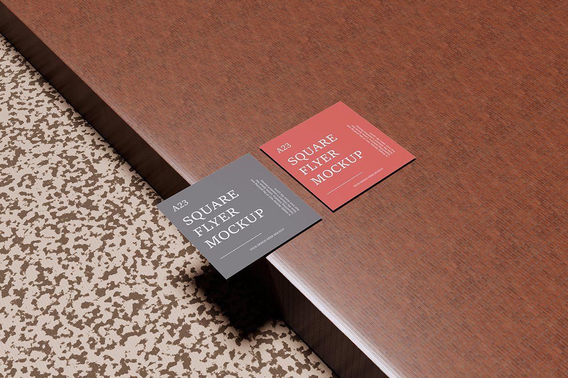 Bright square business cards mockup (4 Objects) — image 3