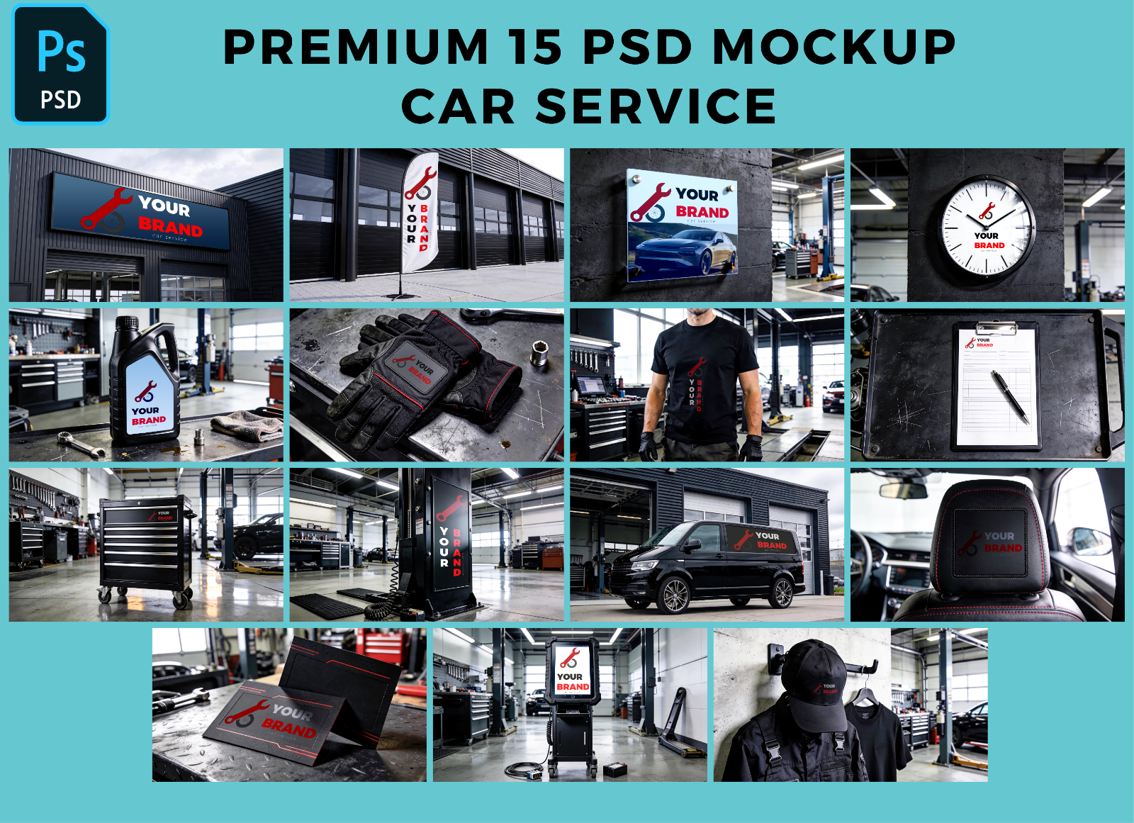 Premium 15 PSD Mockups CAR SERVICE — image 1