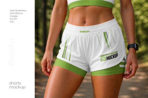 Women’s Training Shorts with Compression Mockup Set