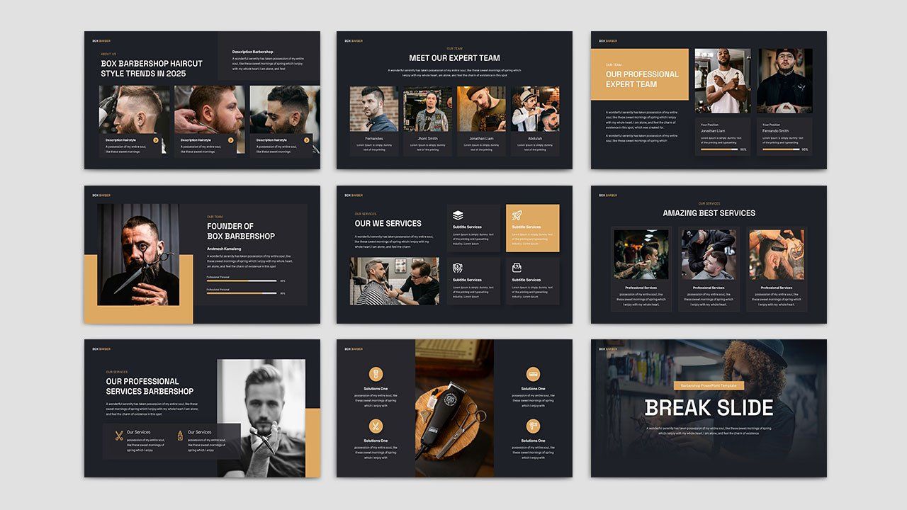 Box Barber - Barbershop PowerPoint Presentation Template — image 3