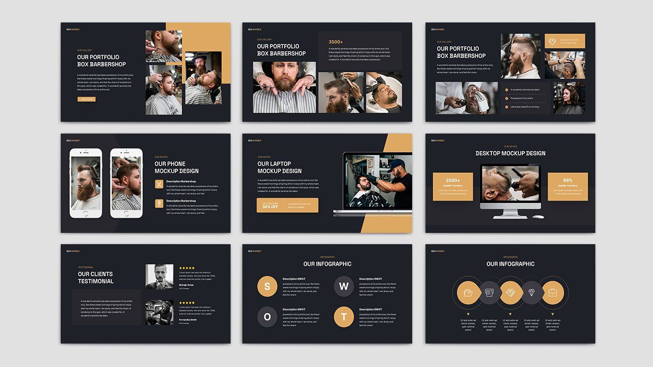 Box Barber - Barbershop PowerPoint Presentation Template — image 4