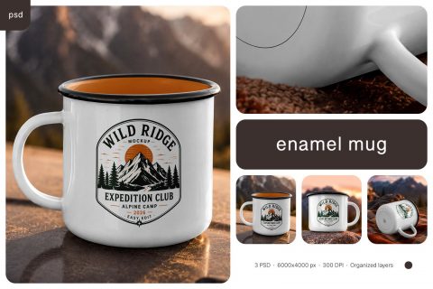 Enamel Metal Mug Mockup Set