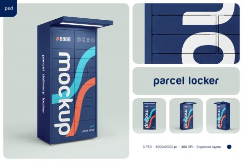 Parcel Delivery Locker Mockup Set