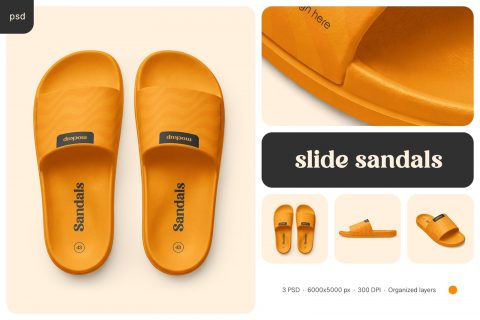 Rubber Slide Sandals Mockup Set