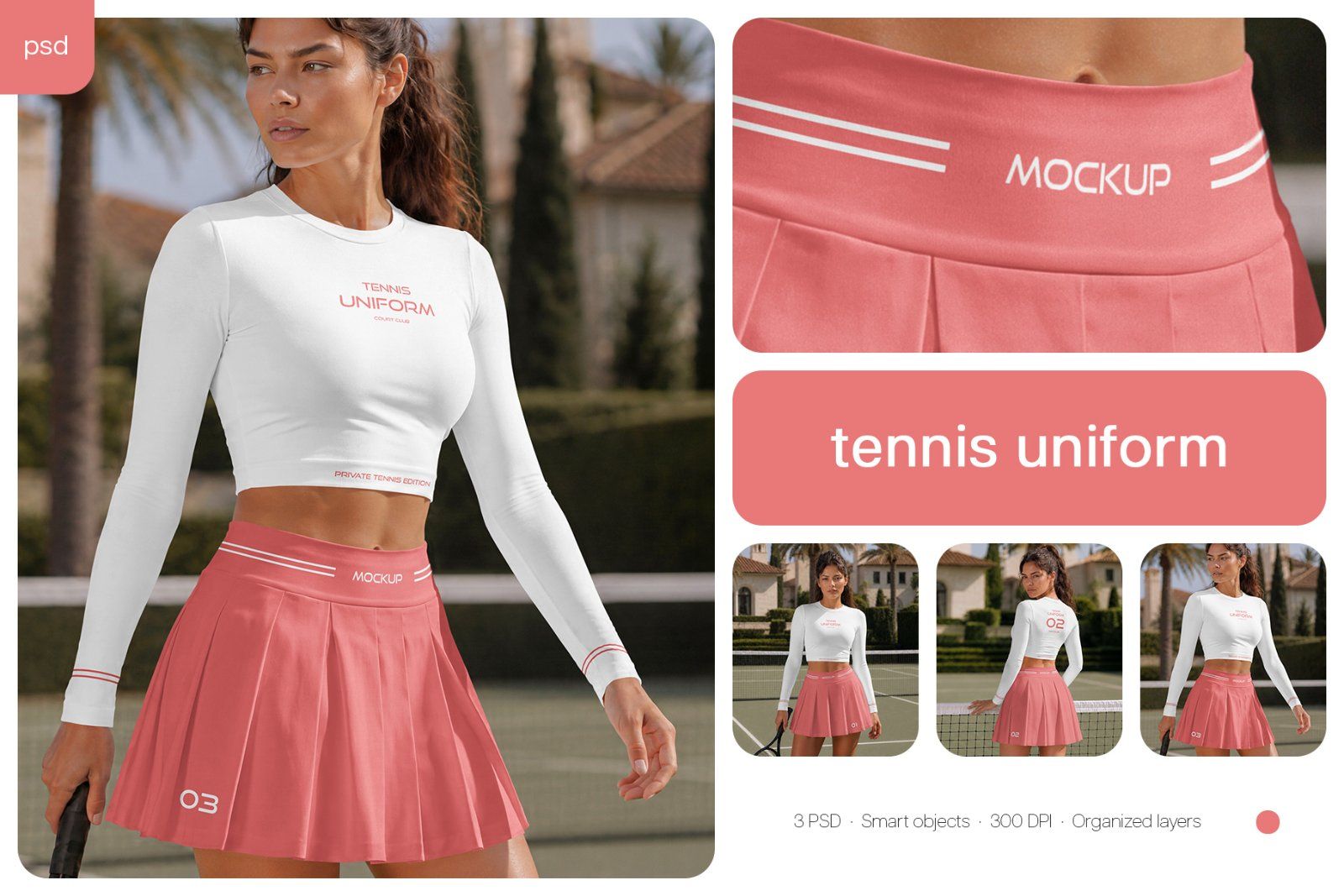 Woman wearing Tennis Uniform Mockup Set — image 1