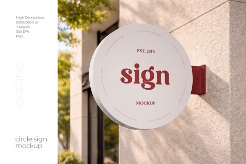 Circle Sign Mockup Set