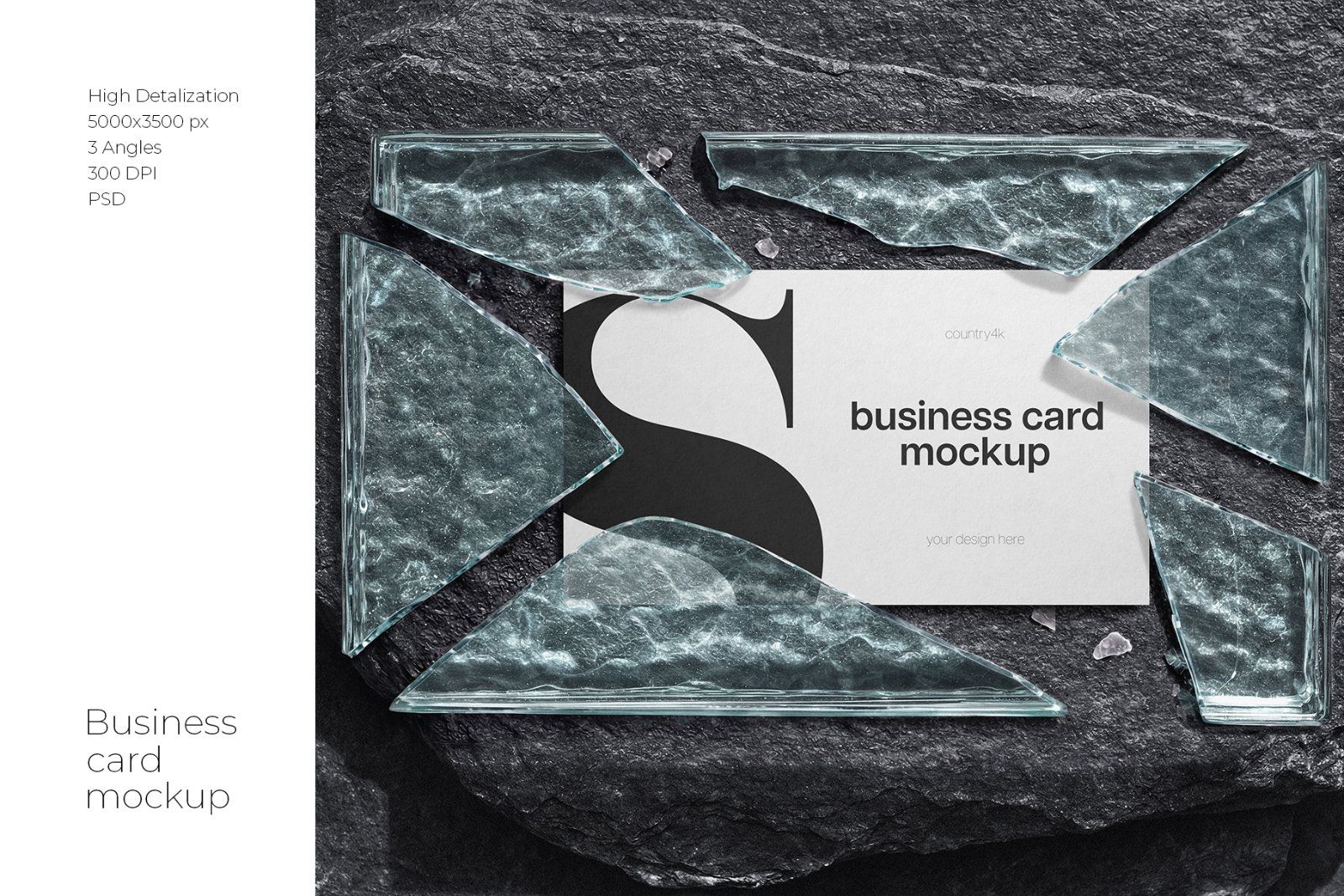 Stone and Glass Business Card Mockup Set — image 1