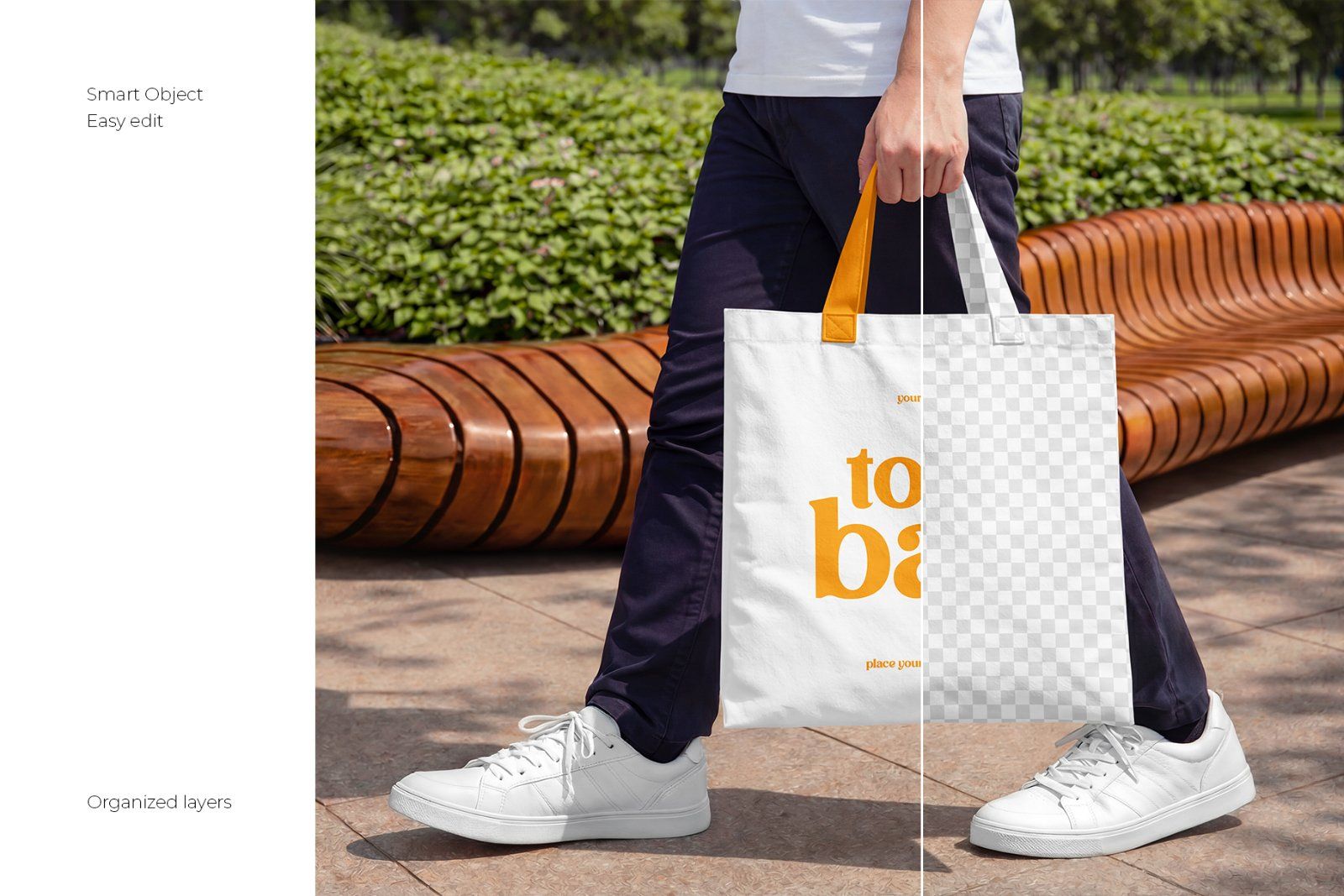 Canvas Tote Bag Mockup Set in Park — image 2