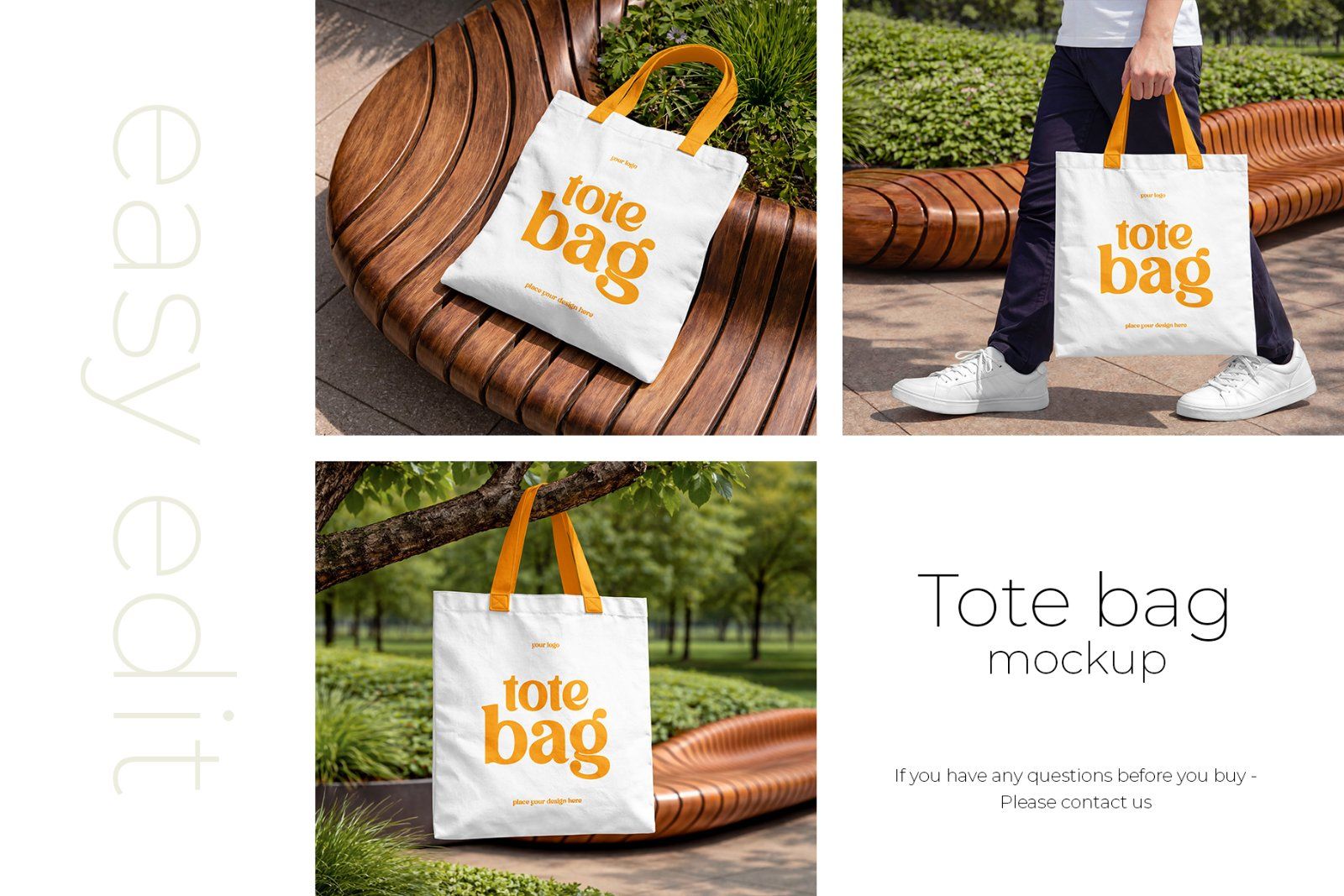 Canvas Tote Bag Mockup Set in Park — image 4