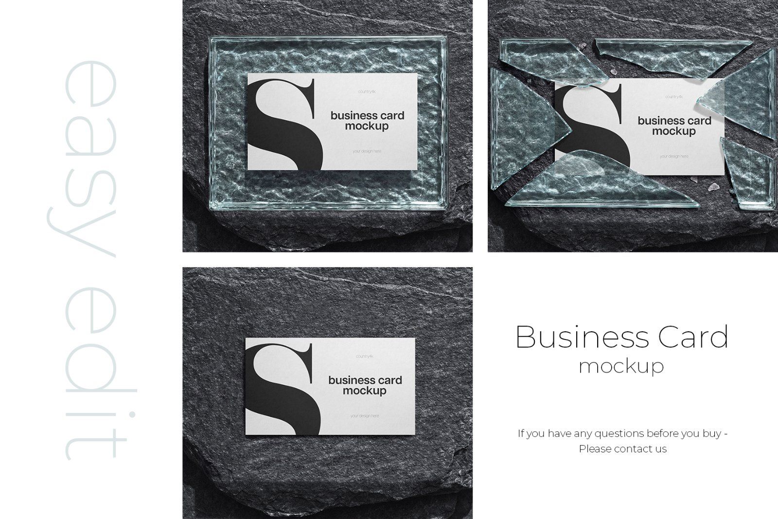 Stone and Glass Business Card Mockup Set — image 4