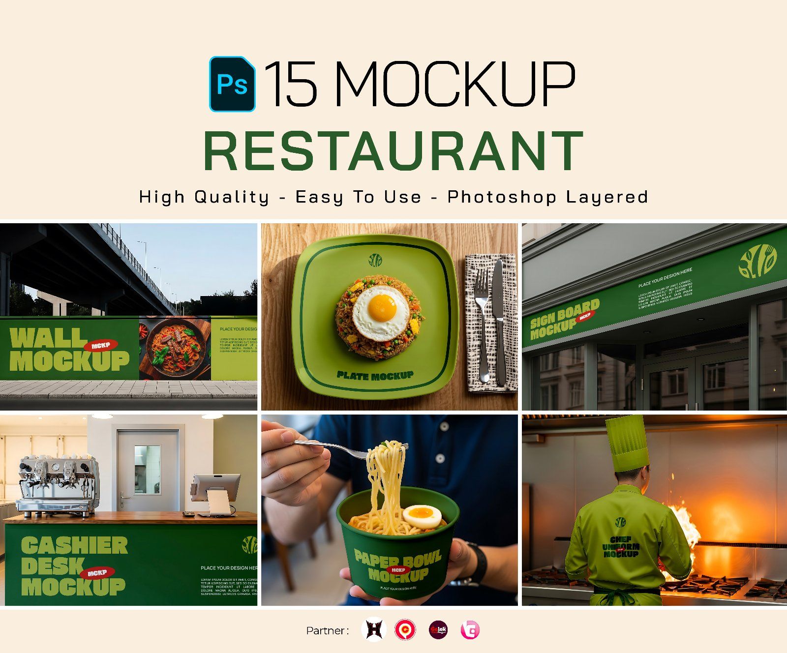Premium Branding Green Restaurant Mockup — image 1