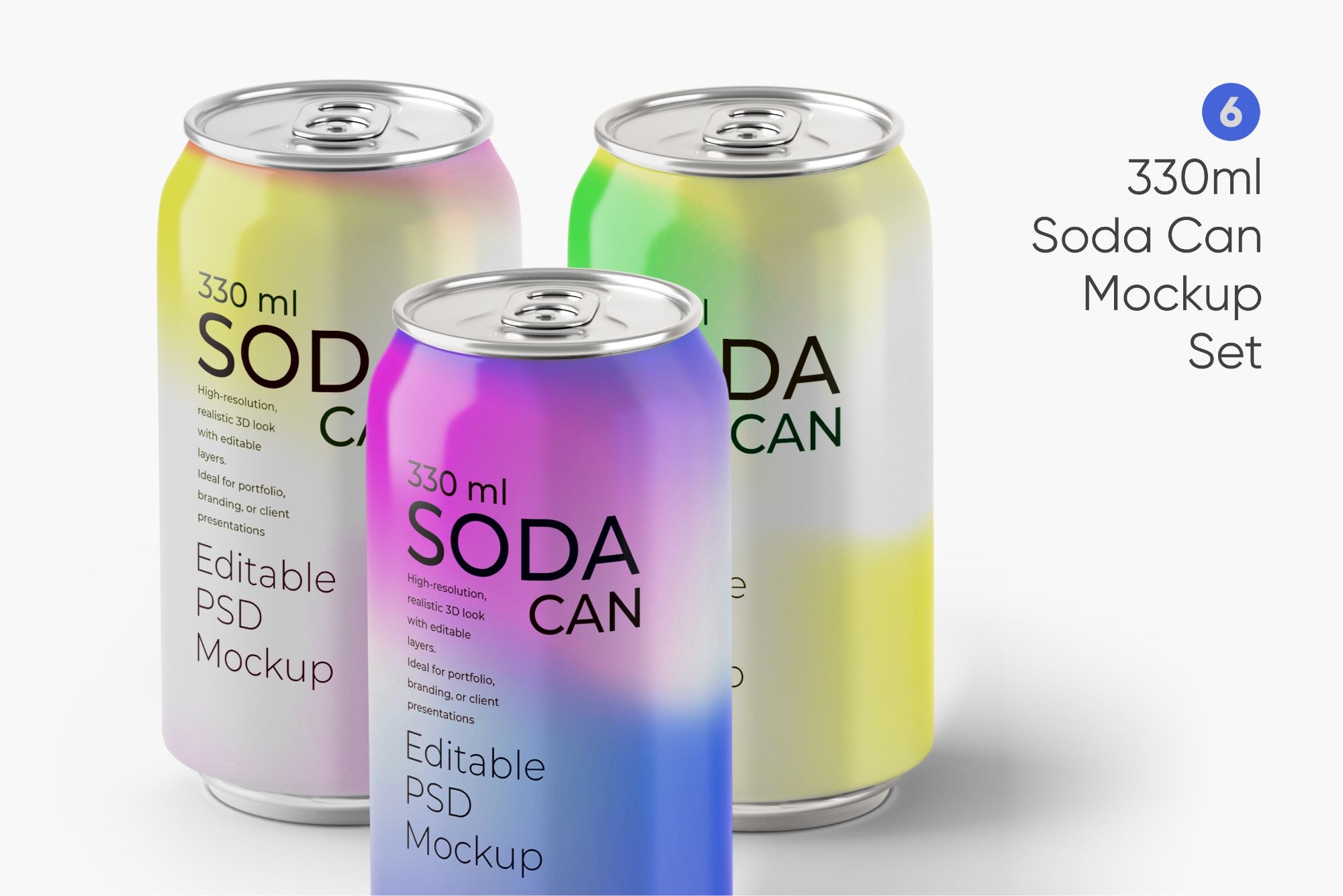 Modern Soda Can Mockup Series – 330ml Editable PSD Set — image 1