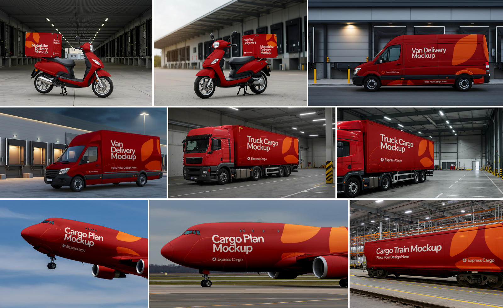 15 Cargo Delivery Mockups – PSD Van, Truck, Plane, Train & Container Branding Kit — image 2