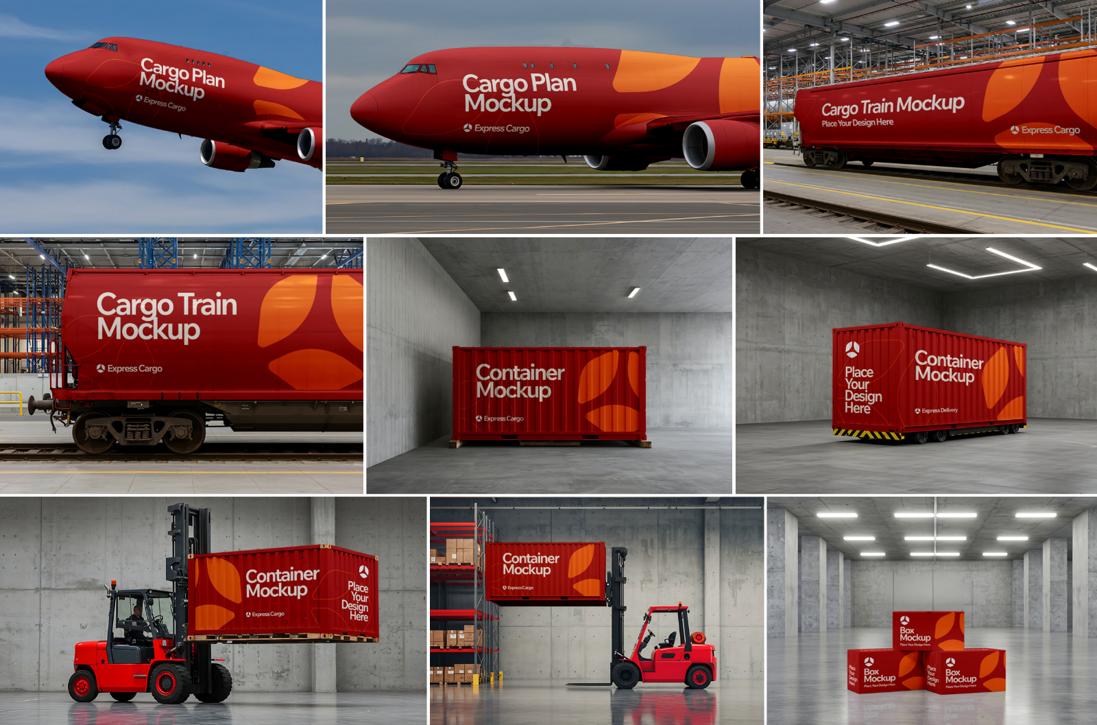 15 Cargo Delivery Mockups – PSD Van, Truck, Plane, Train & Container Branding Kit — image 3