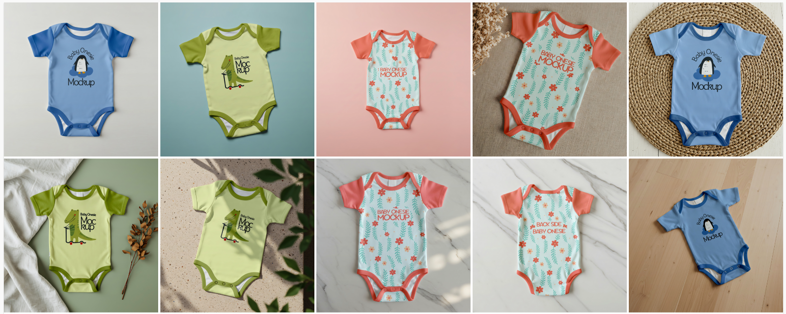 10 Premium Onesie Baby Clothes Mockup — image 2