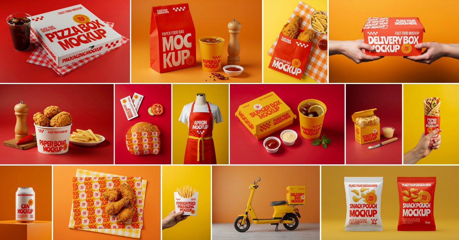15 Fast Food Packaging Mockups – Burger, Pizza Box, Wrap, Snack Pouch & Delivery Kit — image 2