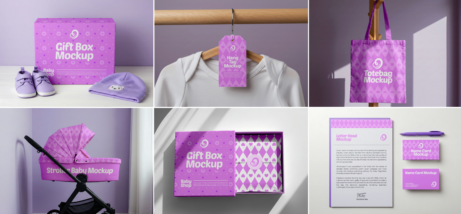 15 Baby Shop Mockups – PSD Onesie, Dress, Gift Box, Sign, Wrapping & Tag Kit — image 3