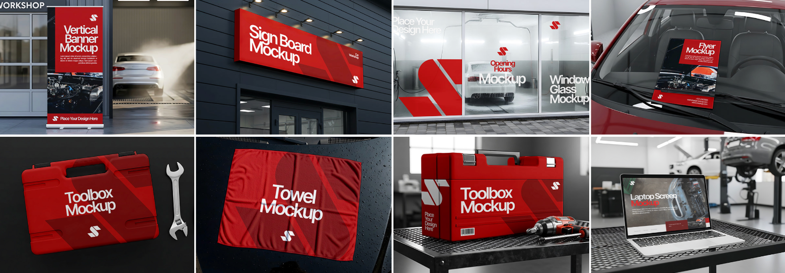 16 Workshop & Car Wash Mockups – PSD Toolbox, Flyer, Uniform, Door, and Product Label Kit — image 3