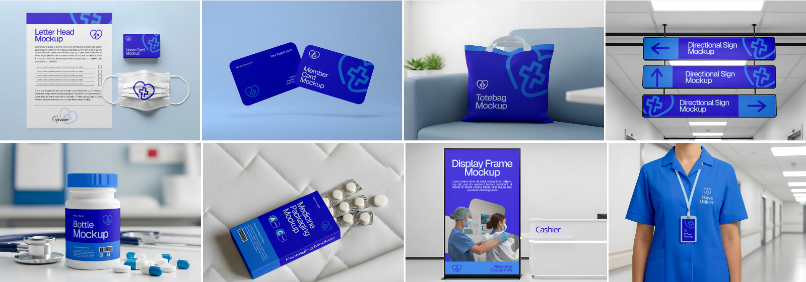 16 PSD Hospital Branding Mockup Kit – Ambulance, Nurse Uniform, Signage, Wayfinding & More — image 3