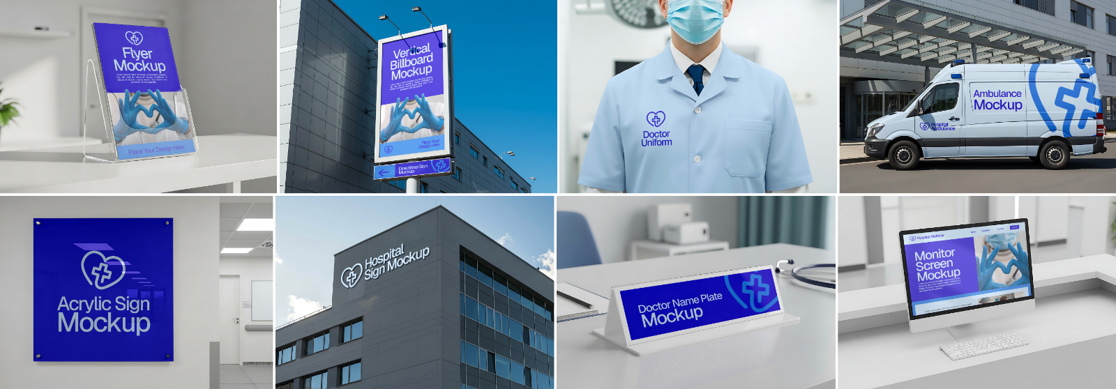 16 PSD Hospital Branding Mockup Kit – Ambulance, Nurse Uniform, Signage, Wayfinding & More — image 2