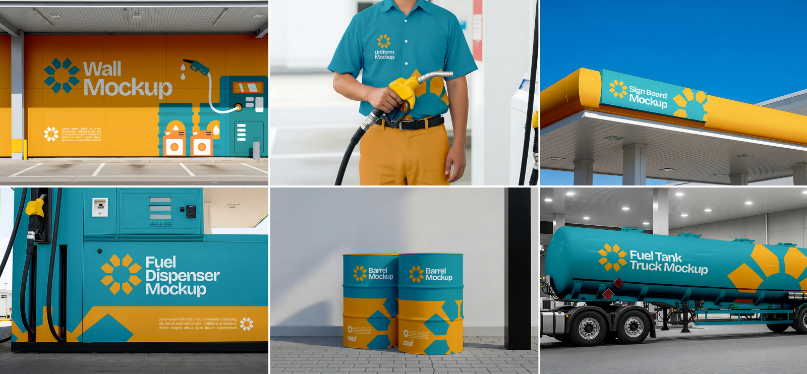 15 PSD Gas Station Branding Mockup Kit – Fuel Dispenser, Truck, Uniform, Billboard Design — image 3