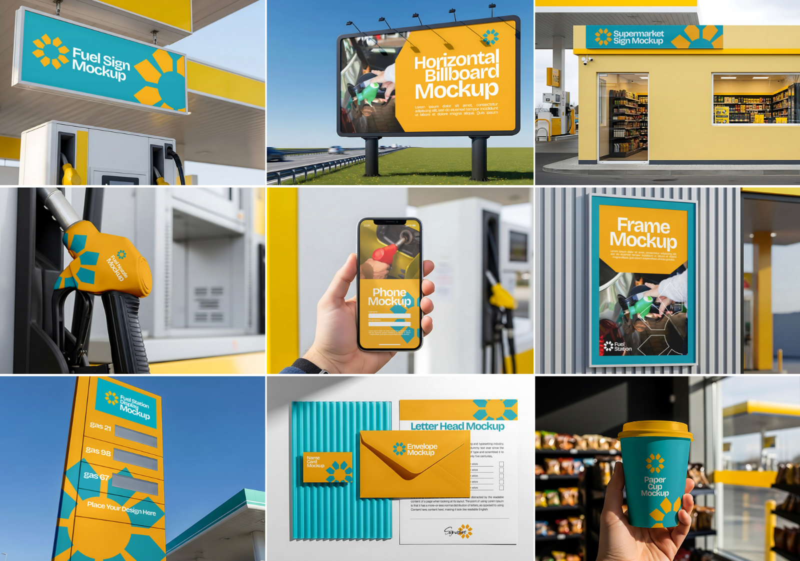 15 PSD Gas Station Branding Mockup Kit – Fuel Dispenser, Truck, Uniform, Billboard Design — image 2