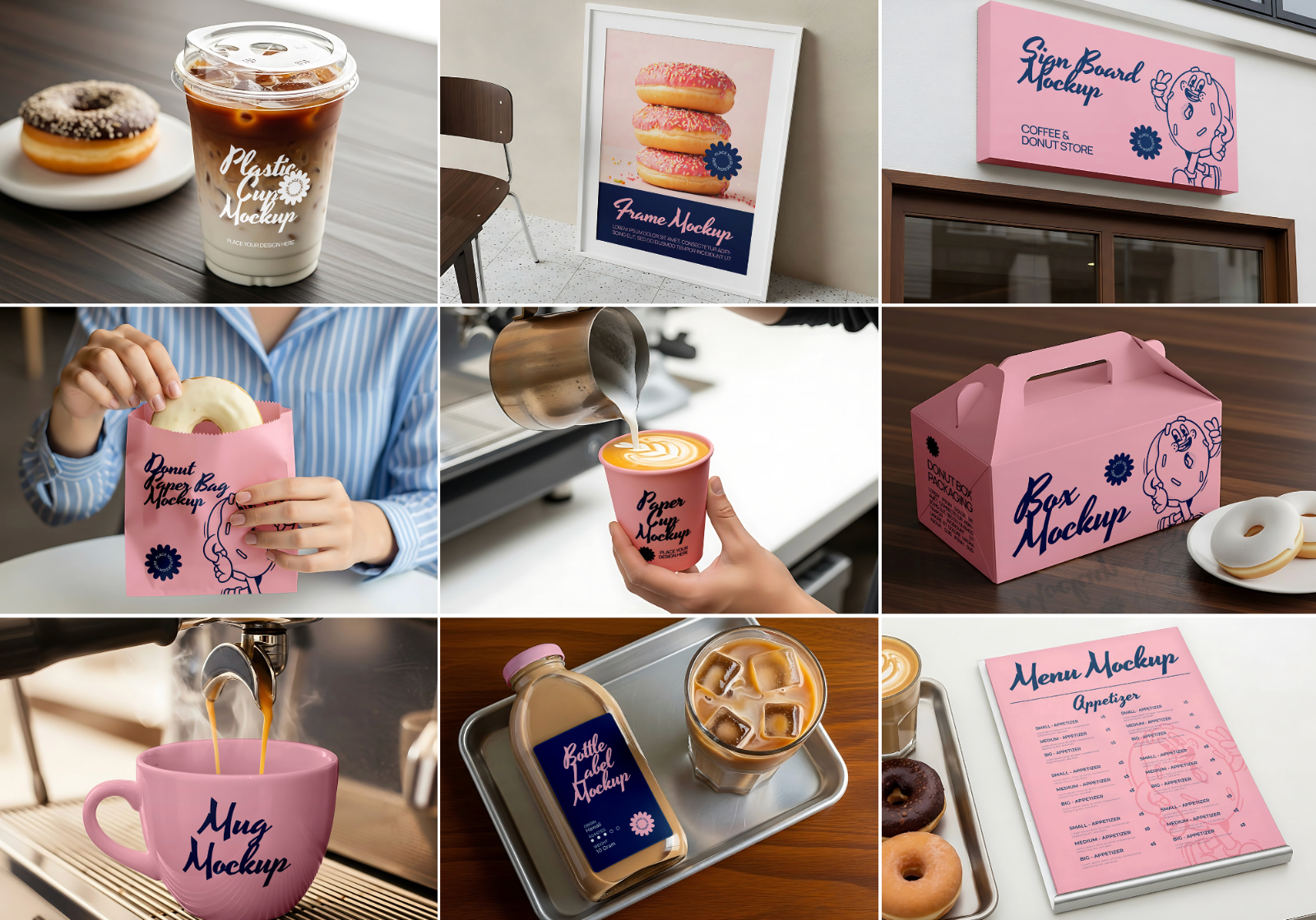 Branding Mockup Donut & Coffee Shop PSD – Cafe Scene Templates for Packaging, Cups, and Menu Design — image 2