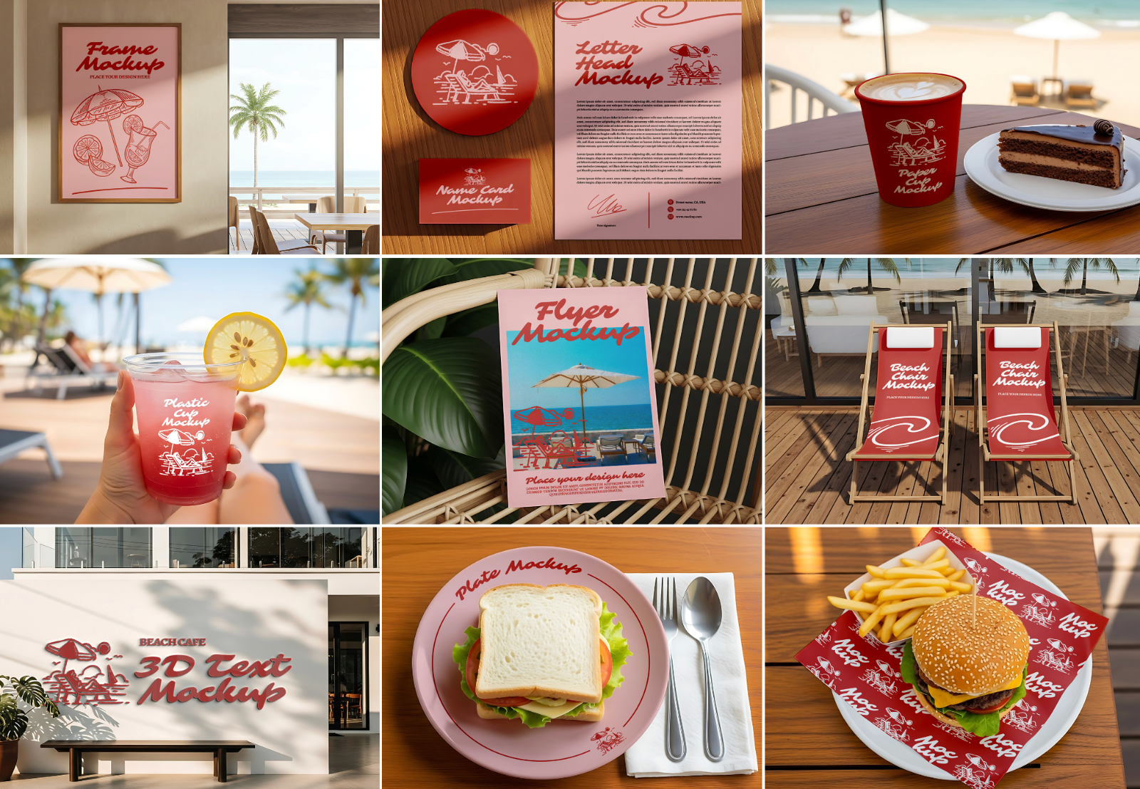 Beach Cafe Tropical PSD Set for Summer Restaurant, Juice Bar & Burger Shop — image 2