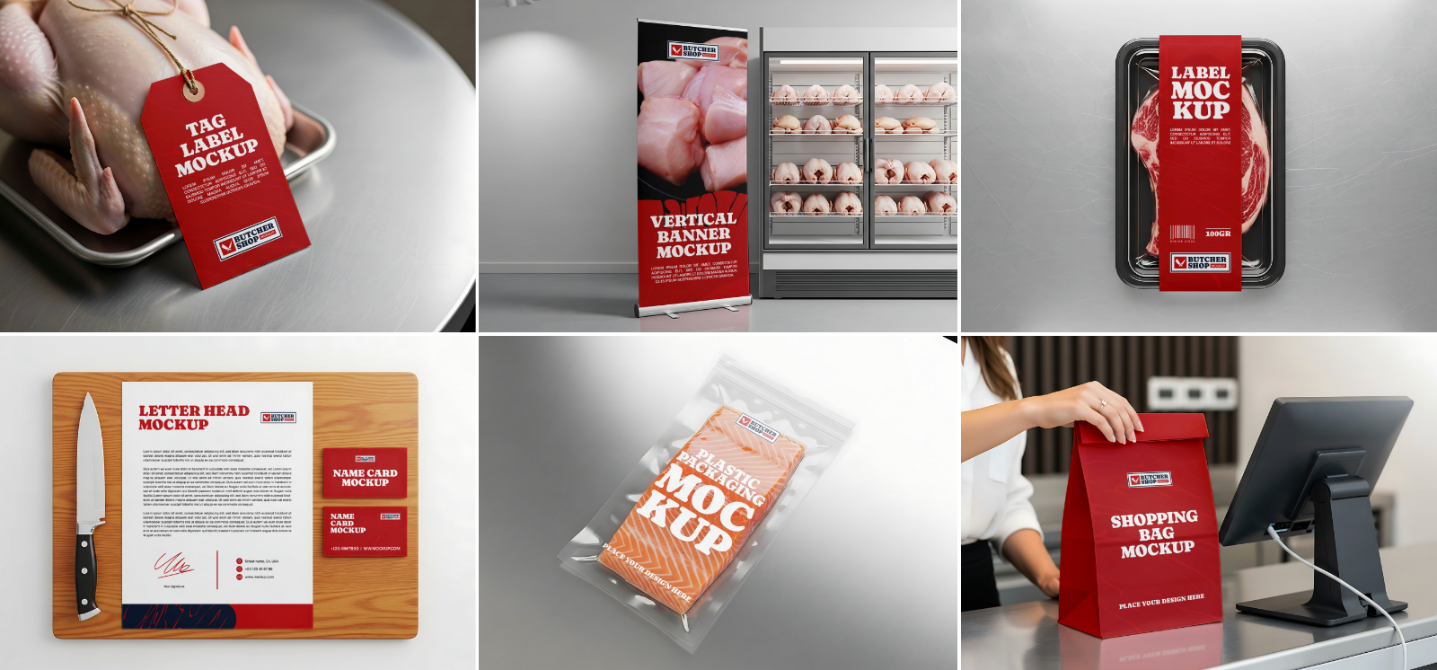 Meat & Fish Market Mockup Bundle – 15 PSD Templates for Butcher Shop Branding — image 3