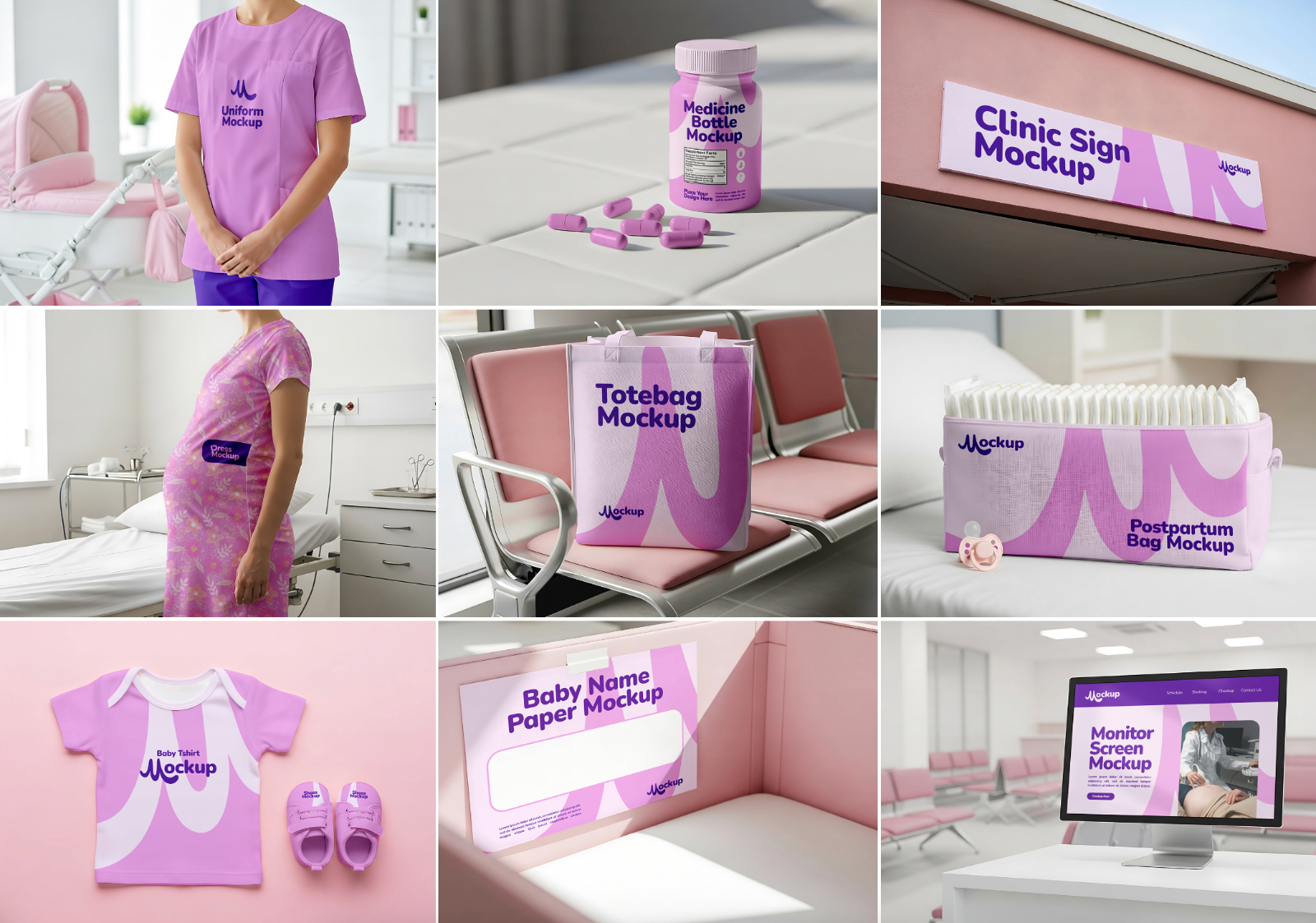Obstetrics Clinic Mockup Bundle – 15 PSD Templates for Medical & Healthcare Branding — image 2