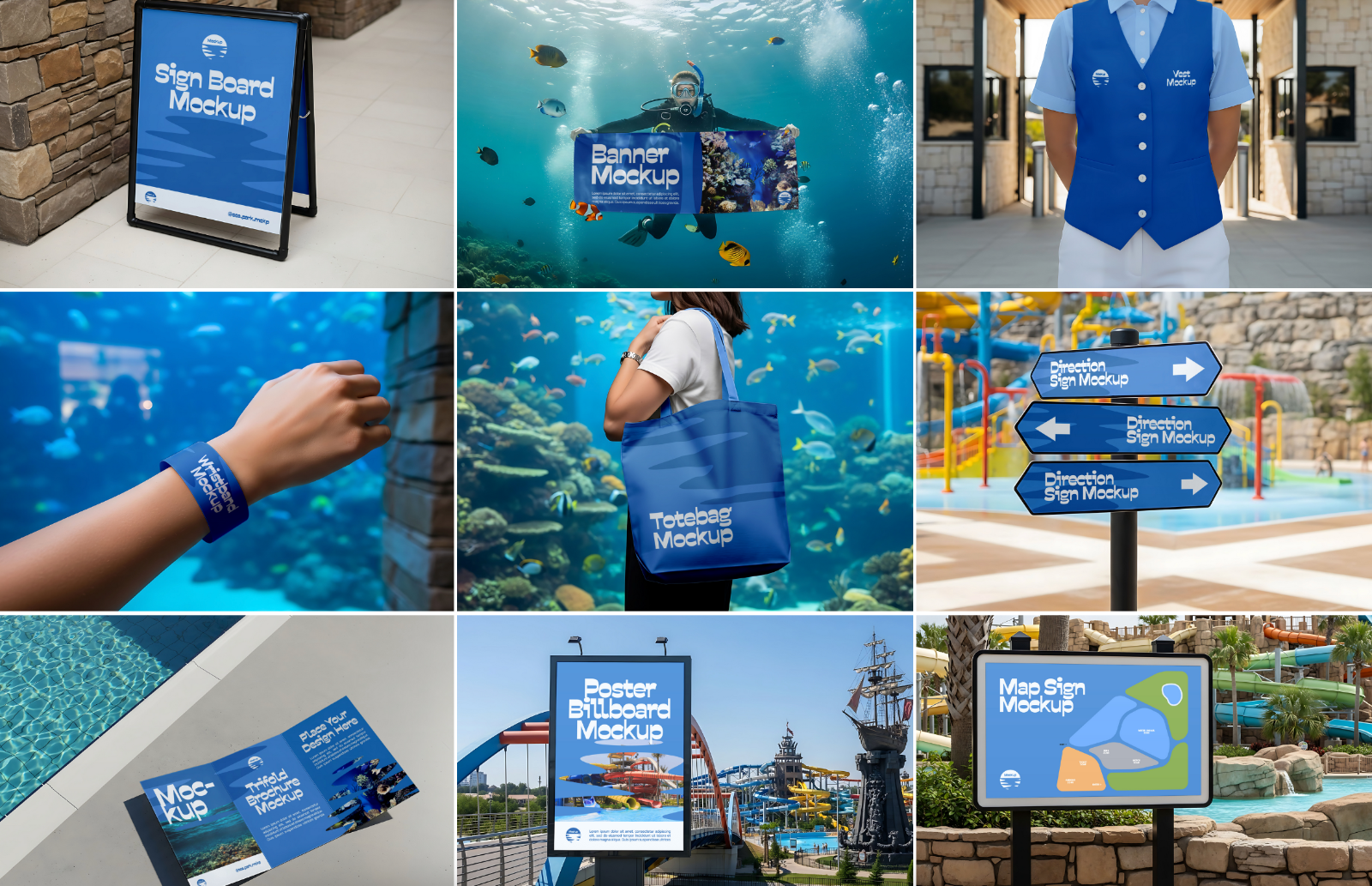 Marine Aquarium Mockup Bundle – 15 PSD Templates for Ocean Park & Underwater Branding — image 2