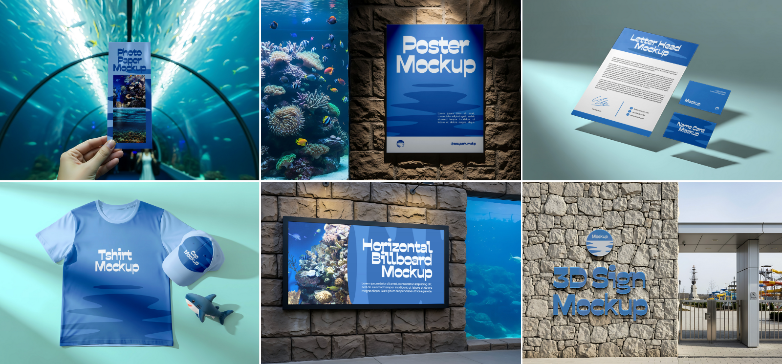 Marine Aquarium Mockup Bundle – 15 PSD Templates for Ocean Park & Underwater Branding — image 3