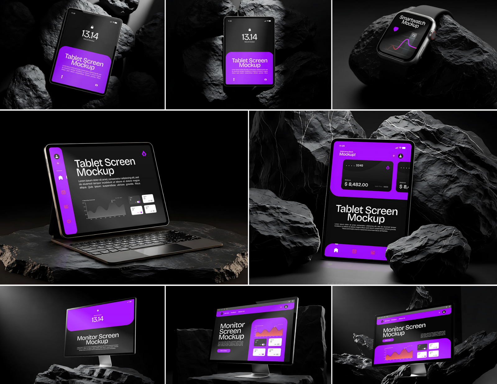 Stone Devices Mockup Bundle – 20 PSD Templates for Tech & UI Presentation Design — image 2