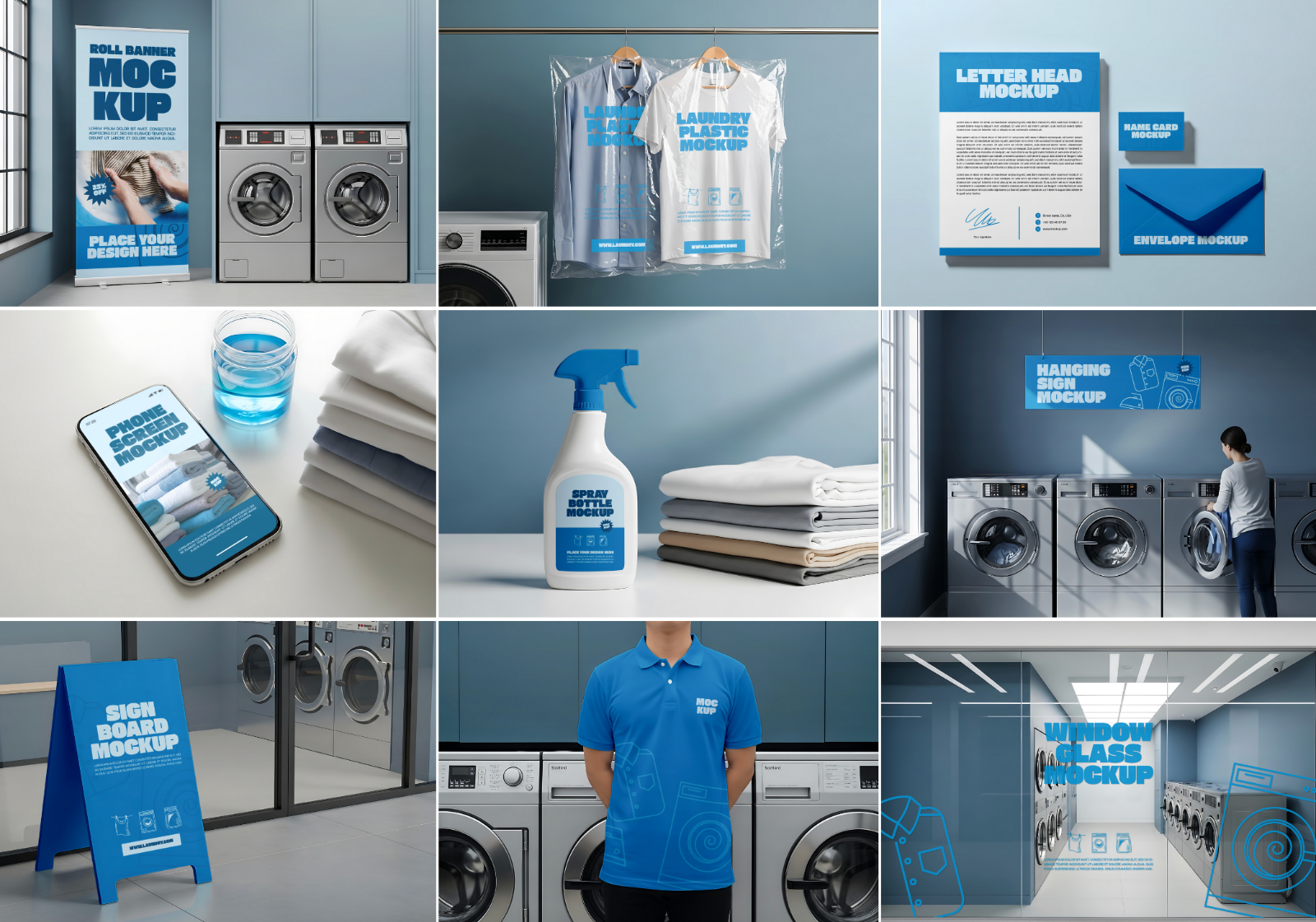 Laundry Shop Mockup Bundle – 15 PSD Templates for Branding, Packaging, and Interior Display — image 2