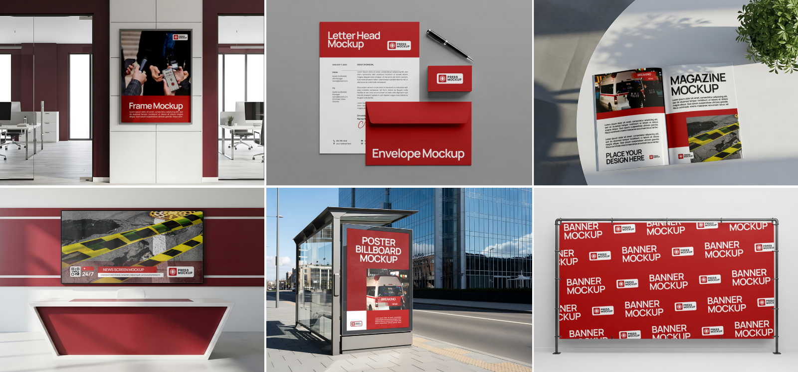 News Agency Mockup Bundle – 15 PSD Templates for Media, Press & Broadcasting Branding — image 3