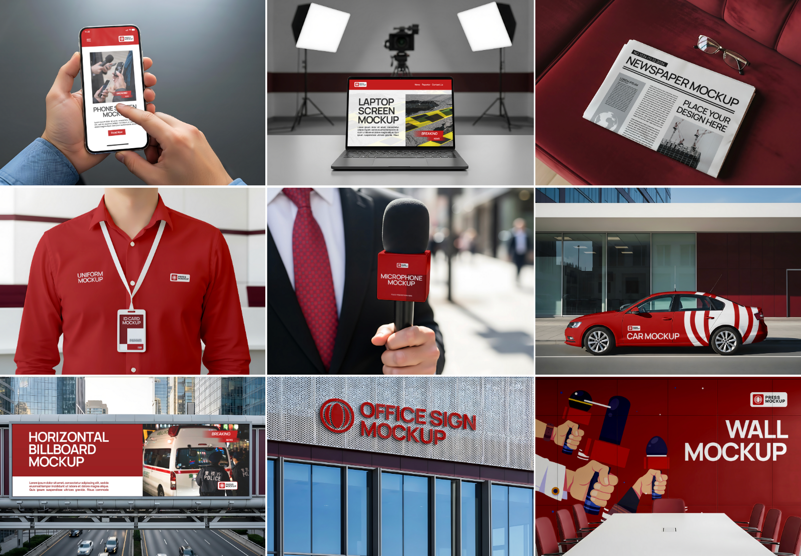 News Agency Mockup Bundle – 15 PSD Templates for Media, Press & Broadcasting Branding — image 2