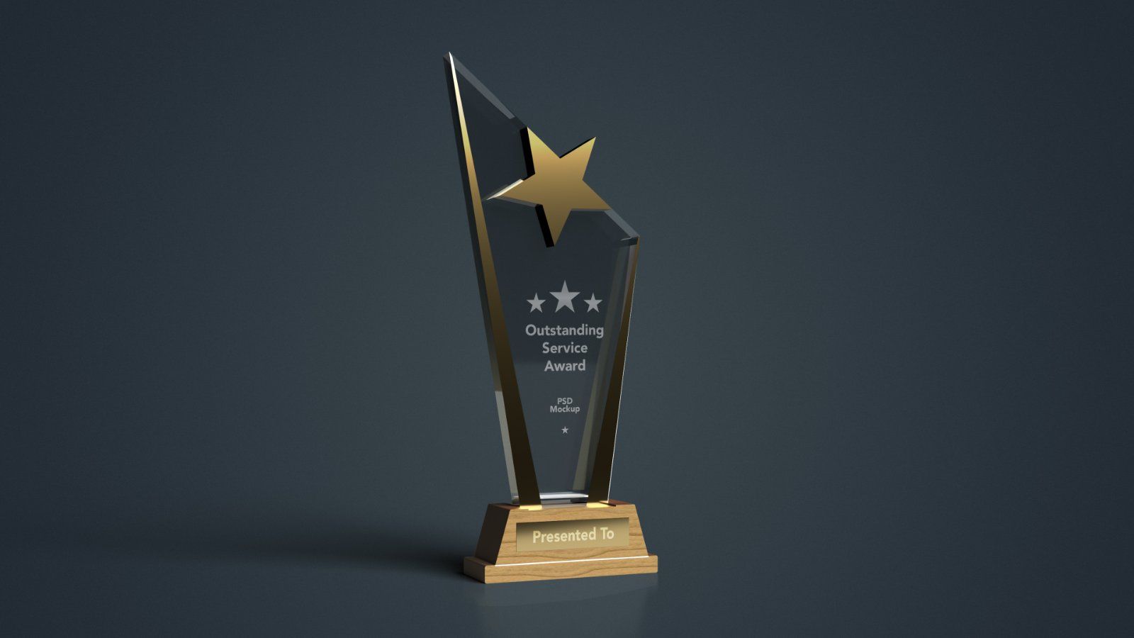 Star Crystal Trophy Mockup with Wooden Base - — image 2
