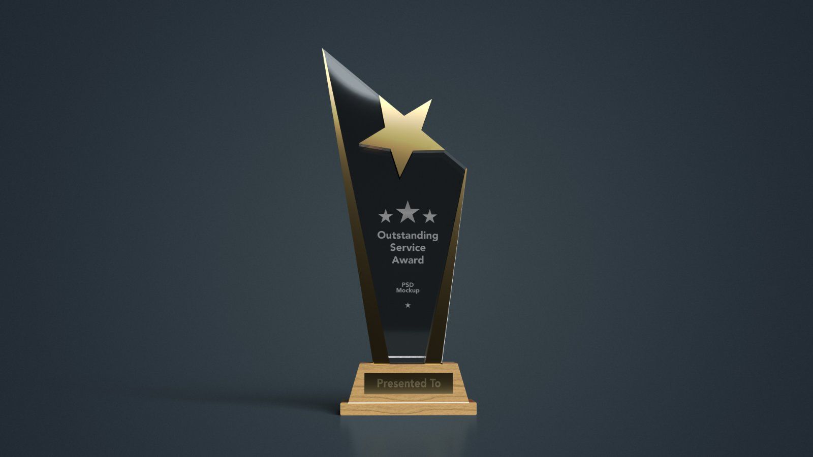 Star Crystal Trophy Mockup with Wooden Base - — image 3