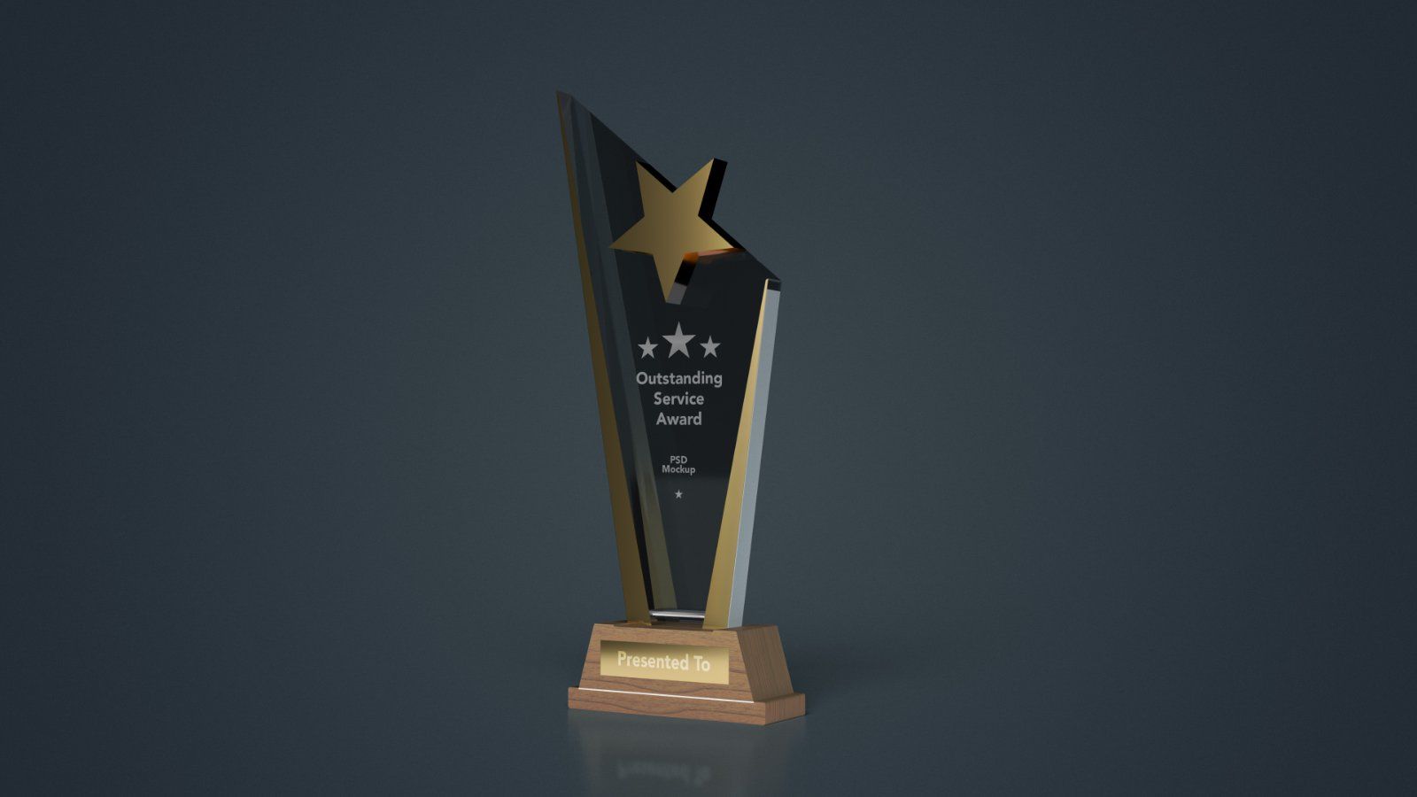 Star Crystal Trophy Mockup with Wooden Base - — image 4