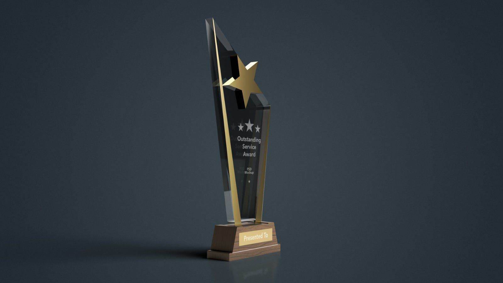 Star Crystal Trophy Mockup with Wooden Base - — image 5