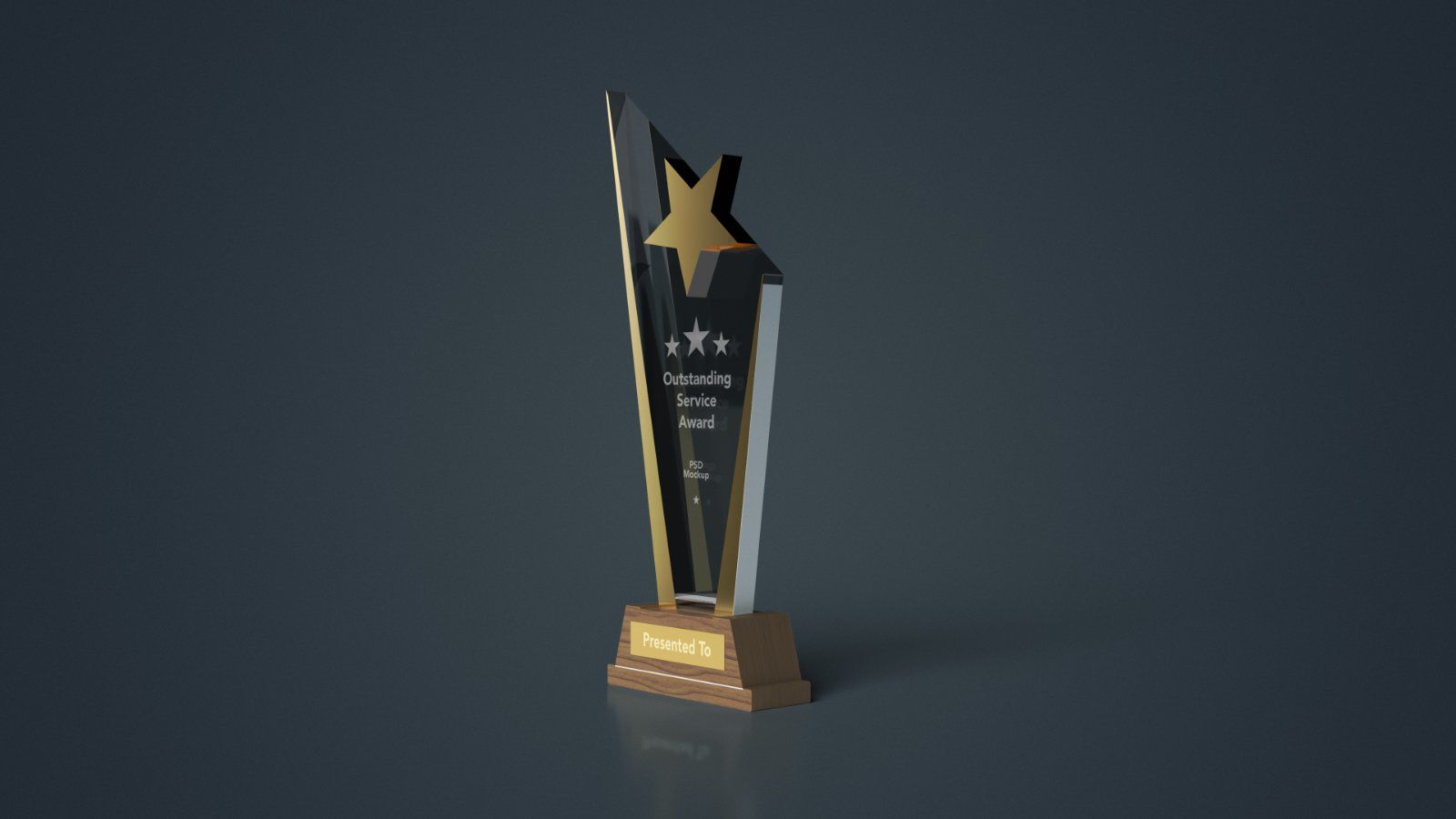 Star Crystal Trophy Mockup with Wooden Base - — image 6