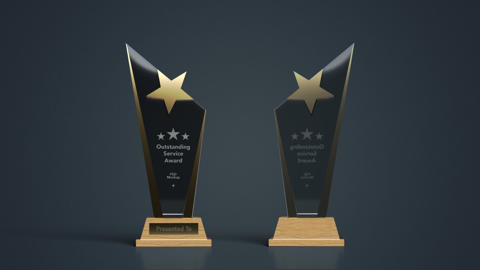 Star Crystal Trophy Mockup with Wooden Base - — image 7